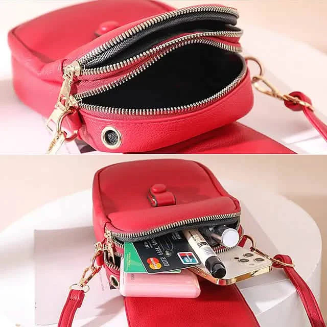 Women's Crossbody Leather Solid Color Plain Bag Wallet