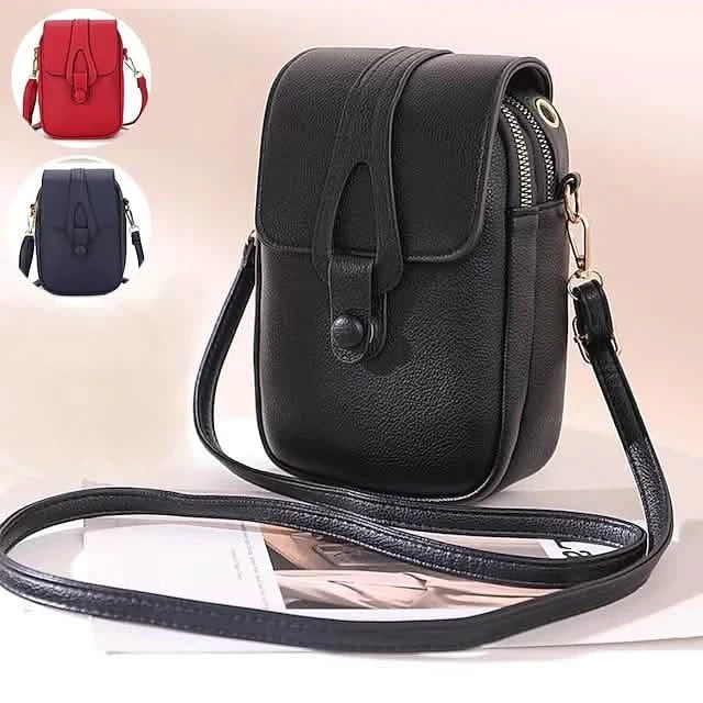 Women's Crossbody Leather Solid Color Plain Bag Wallet